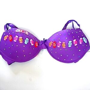 Purple Embellished Bra with Colorful Accents